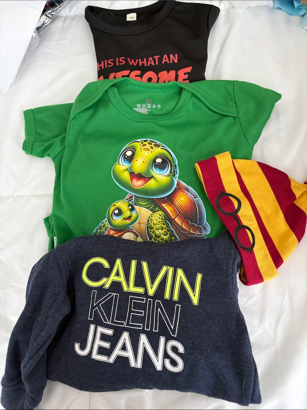 Calvin Klein Navy Pullover with Neon Logo - Kids